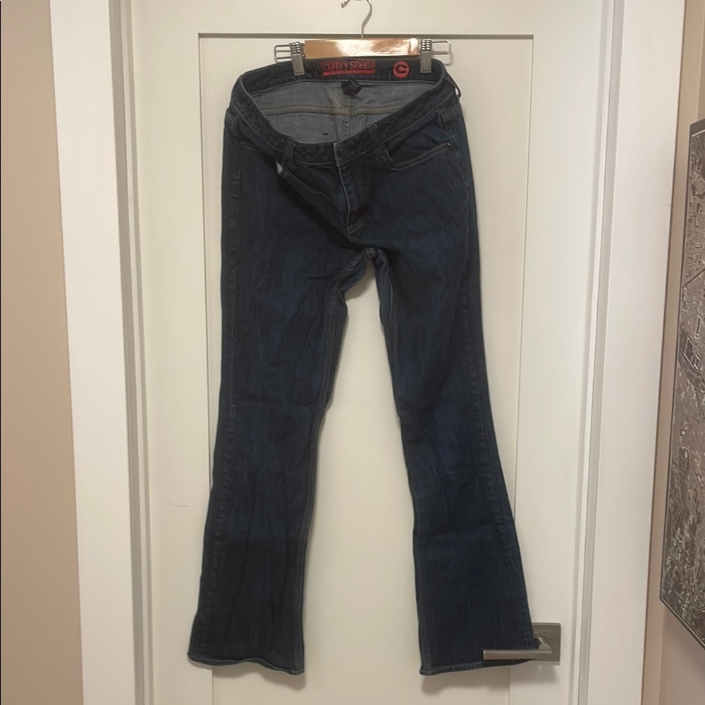 New York & Company Blue Flare Wide Leg Jeans